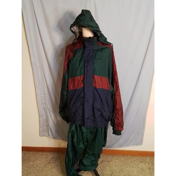 Thomas E Wilson vintage warm up / track suit green and burgundy - Picture 1 of 11